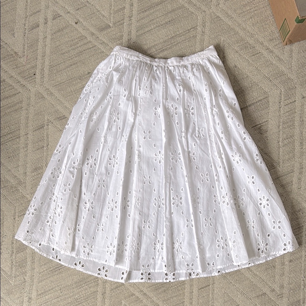 J. Crew White Midi A-Line Skirt with Pleated High-low Style for Cocktail